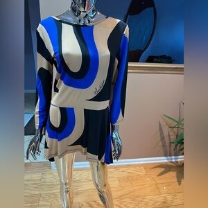 Save The Queen Beige and Blue Tunic Top